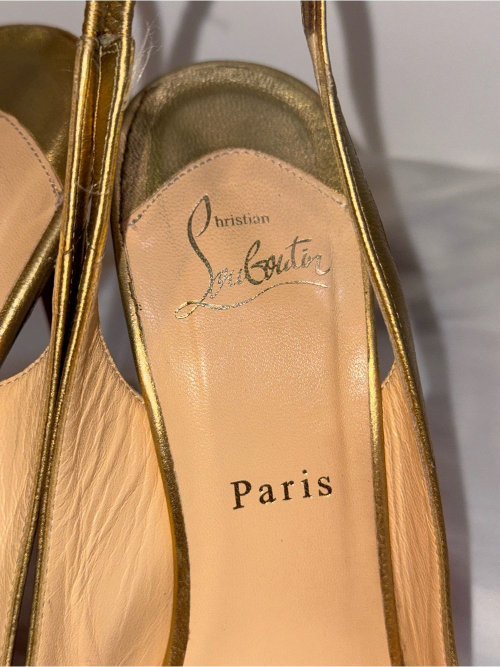 Christian Louboutin Metallic Gold Pointed Slingback Pumps - Picture 4 of 11